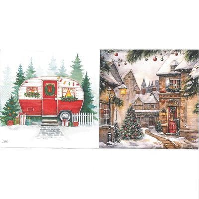 Serviettes de table - Roulotte et Village (total de 10)