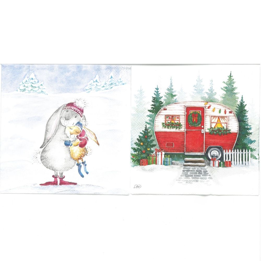 Serviettes de table - Lapins et Roulotte (total de 10)