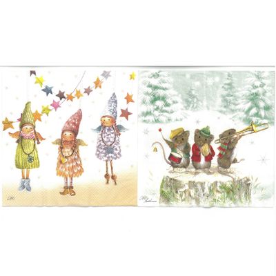 Serviettes de table - Poupées anges et Souris