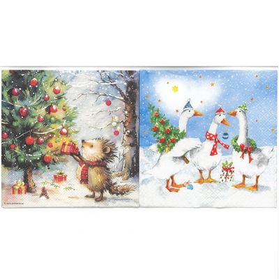 Serviettes de table - Hérisson et Oies