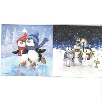 Serviettes de table - Pingouins et Chorale de bonhommes