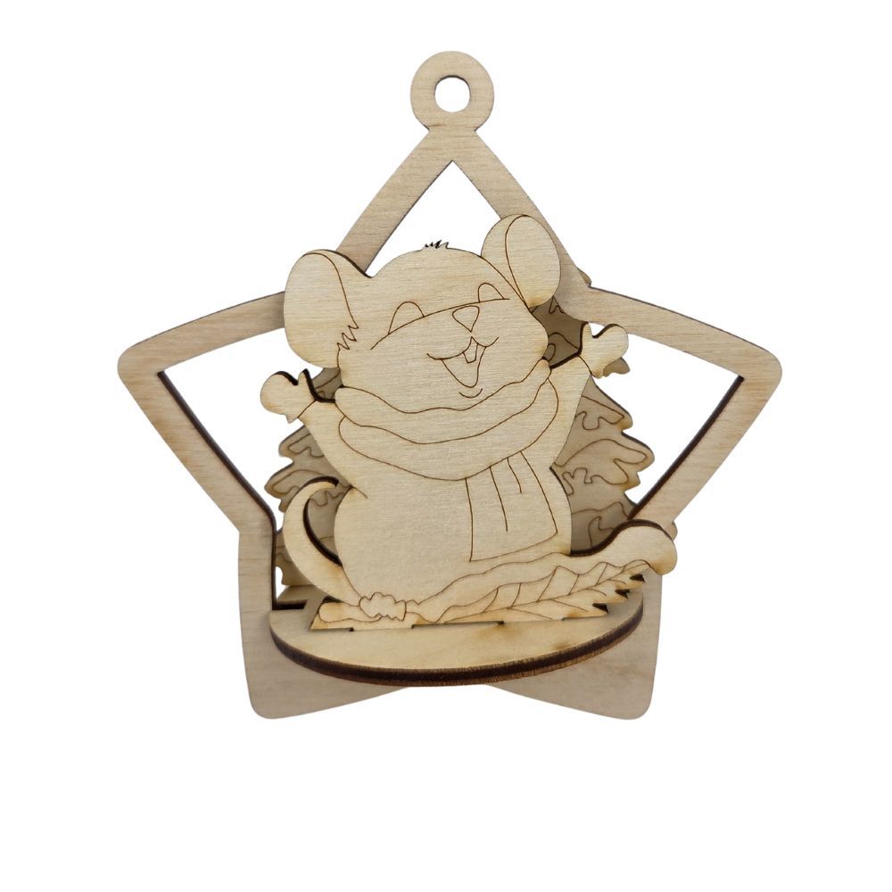 Ornement Souris 3D 4.5"x2"