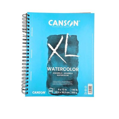 Cahier spiral de papier aquarelle XL 9x12 (30 feuilles) 140lbs Canson