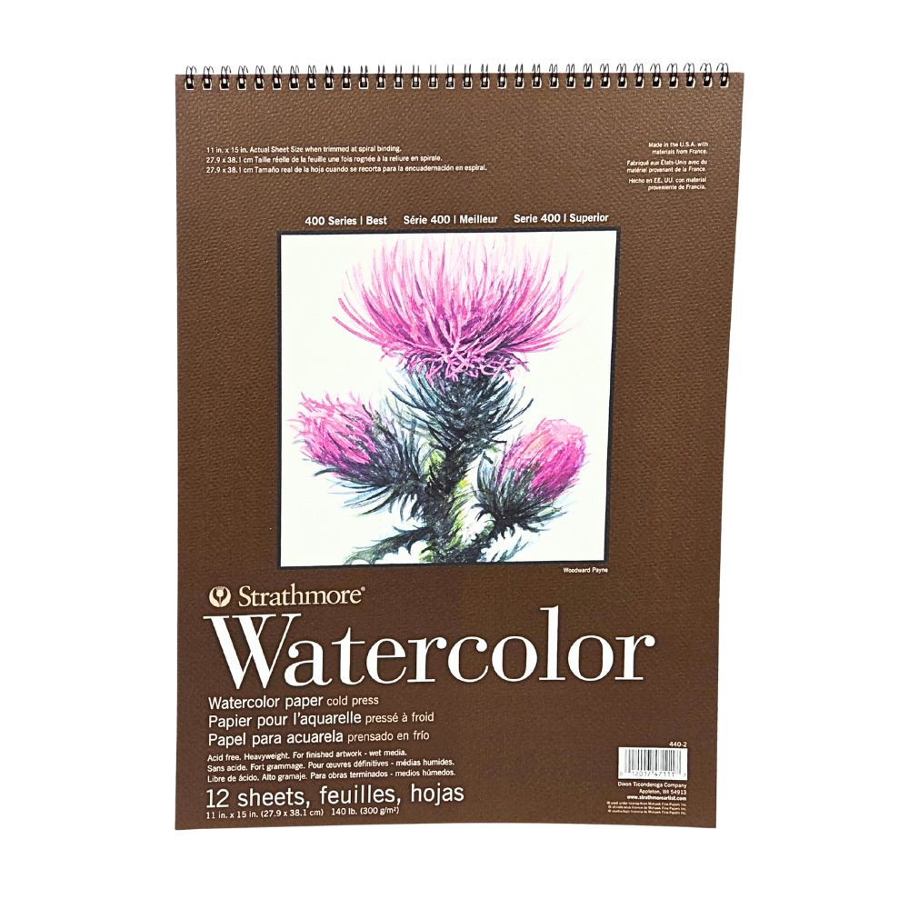 Watercolor paper spiral pad 140lb (300g) 11x15 (12 sheets)