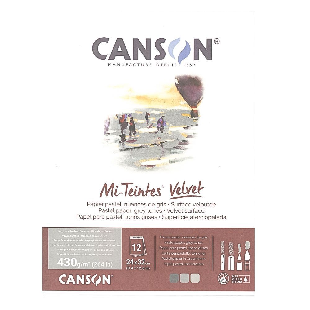 Canson Mi-Teintes Velvet Pastel Nuances de gris 9X12 (12 feuilles) Canson Mi-Teintes Velvet Pastel Nuances de gris 9X12 (12 feuilles)