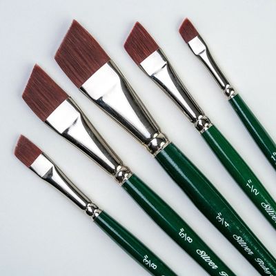 Ruby Satin Angular Short Handle Silver Brush Ruby Satin Angular Short Handle Silver Brush