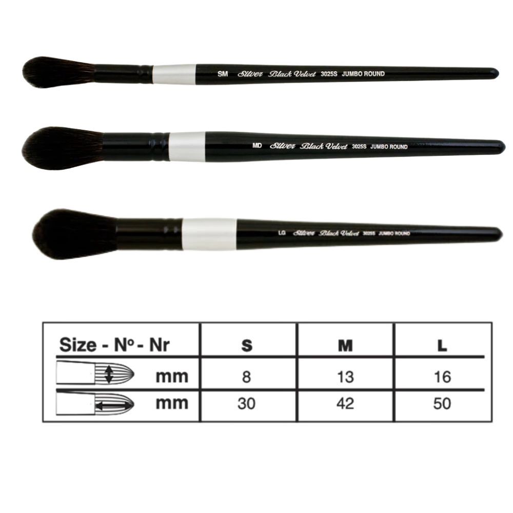 Black Velvet Jumbo round 3025S Silver Brush