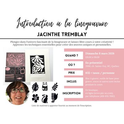 2026-03-08 Introduction à la linogravure - Jacinthe Tremblay