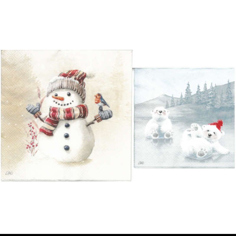 Serviettes de table - Oscar le bonhomme de neige et Danse sur la glace Ours polaire cocktail (total de 10) Serviettes de table - Oscar le bonhomme de neige et Danse sur la glace Ours polaire cocktail (total de 10)
