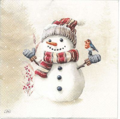 Serviettes de table - Oscar le bonhomme de neige  et Danse sur la glace Ours polaire cocktail (total de 10)
