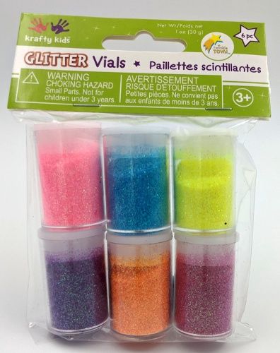 Glitter vials (6 vials Neon assorted) 30g