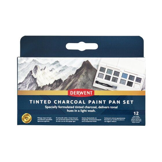 Tinted charcoal paint pan set Derwent