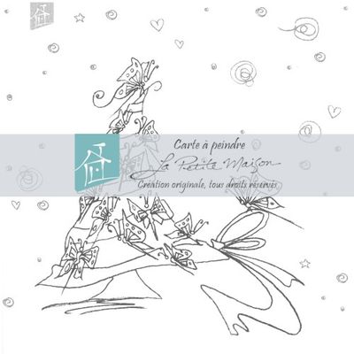 Card for painting - Christmas tree and butterflies - GC Card for painting - Christmas tree and butterflies - GC