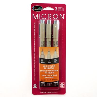 Crayons stylos d'encre d'archivage noir (3) Pigma Micron PH neutre Sakura