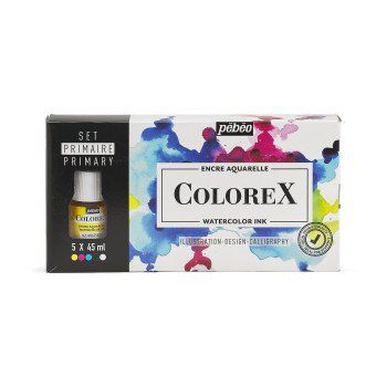 Kit Watercolor ink primary Colorex 5X45 ml