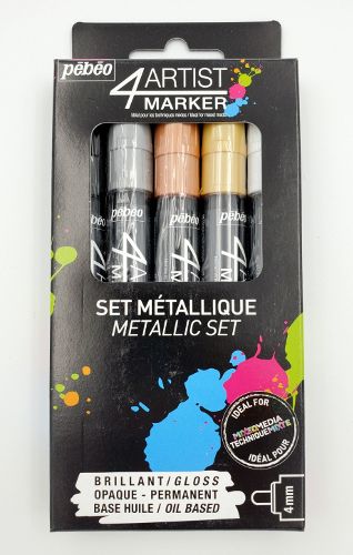 Marqueur 4artist 4 mm ens. de 5 (Noir, Argent, Cuivre, Or et Blanc)
