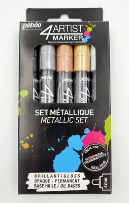 4Artist marker 4 mm Metallic set of 5 (Black, Silver, Copper, Gold and White) 4Artist marker 4 mm Metallic set of 5 (Black, Silver, Copper, Gold and White)