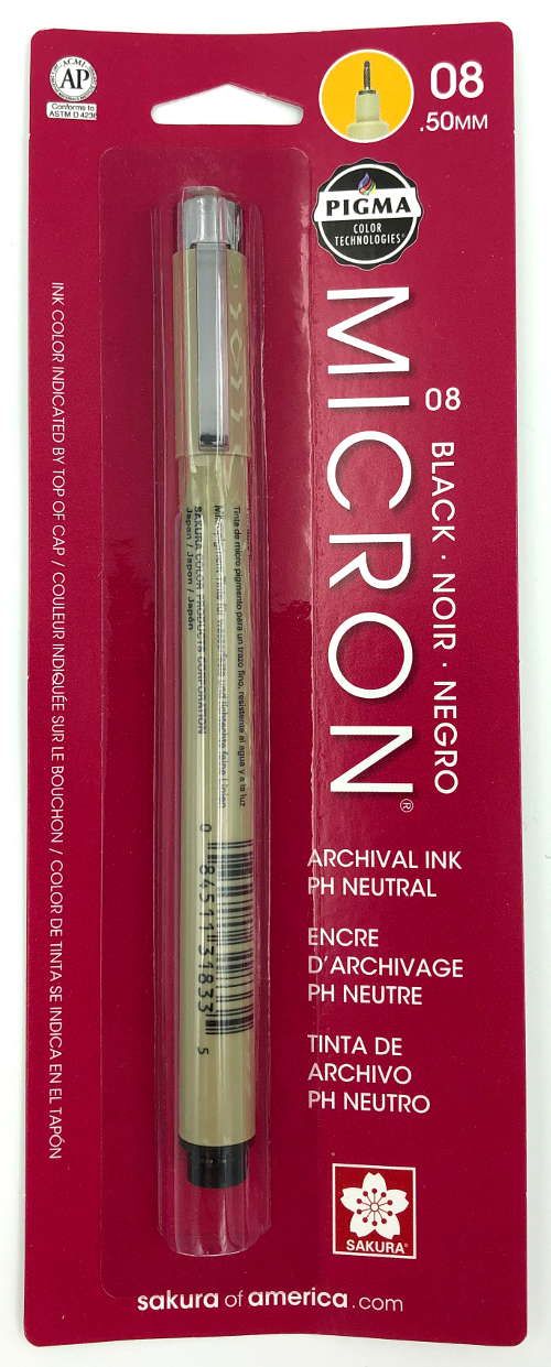 Black Pen Pigma Micron .50mm #08 Black Pen Pigma Micron .50mm #08