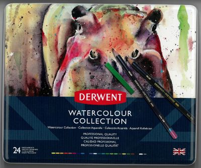 Watercolor collection Tin Set of 24 pencils, block and brush Derwent