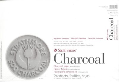 Charcoal paper pad Assorted tints 64 lb (95g) 12x18 (24 sheets) serie 500 Strathmore Charcoal paper pad Assorted tints 64 lb (95g) 12x18 (24 sheets) serie 500 Strathmore