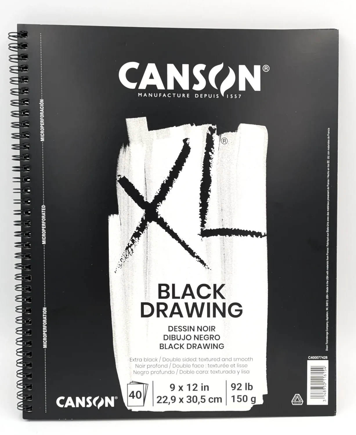 Pad Black Drawing XL 92lb(150g) 9"x12"/40 sheets Canson