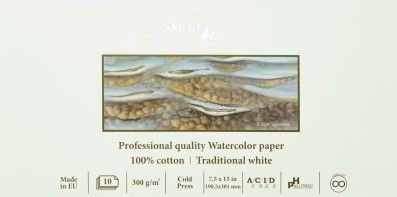 Professional Art Watercolour pad 100% cotton 7.5"x15" 300g (10 sheets)