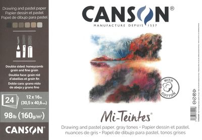Canson Mi-Teintes Pastel Ton de gris 12x16 (24 feuilles)