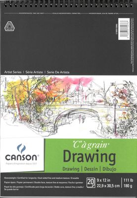 Tablette de papier à dessin C à grain 9"x12" (20 feuilles) Canson