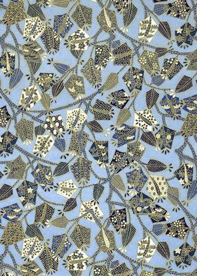 Papier Chiyogami 279C 19 1/2 Papier Chiyogami 279C 19 1/2"x26"- Formes géométriques bleues et or