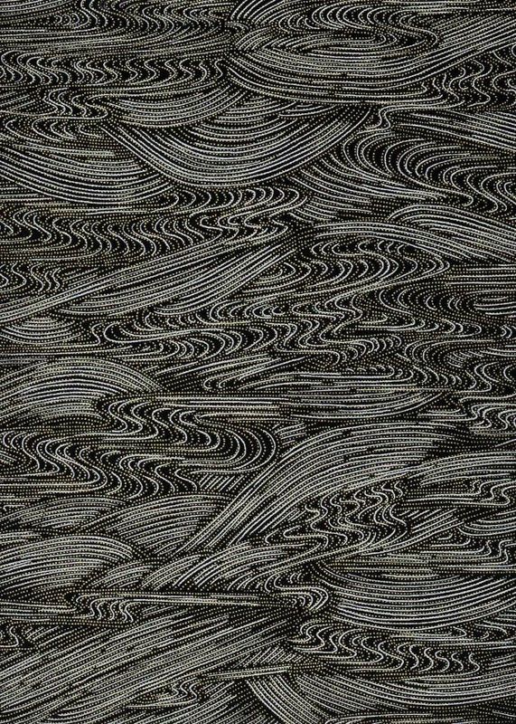 Chiyogami 474C 19 1/2"x26"- Silver lines on black background