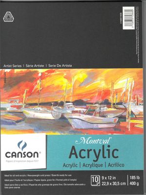 Tablette de papier pour acrylique 9 Tablette de papier pour acrylique 9"x12" (10 feuilles) Canson Montval