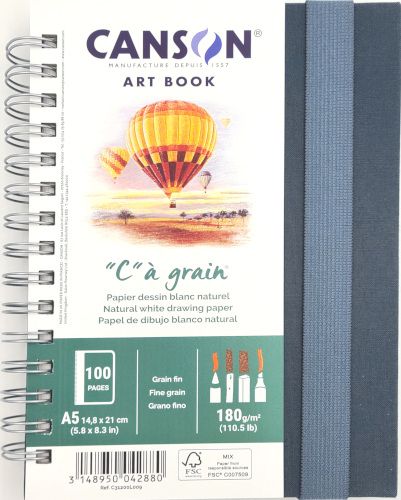 Carnet ¨C¨à grain dessin blanc naturel 110.5lbs A5 5.8"x8.3" Canson
