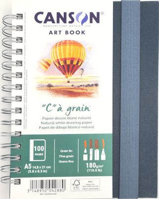 Carnet ¨C¨à grain dessin blanc naturel 110.5lbs A5 5.8"x8.3" Canson
