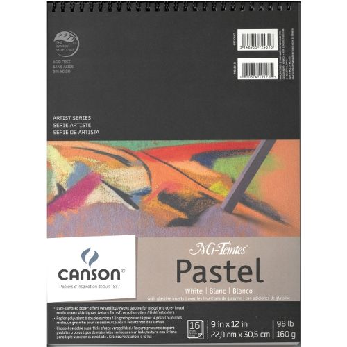 Canson Mi-Teintes Pastel Blanc 9X12 (16 feuilles)