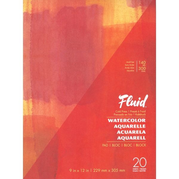Fluid Coldpress Watercolour Pad 9"x12" 140lbs 300g