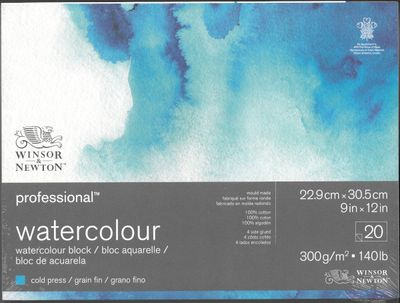 Bloc de papier professionnel aquarelle 140lb CP - 9x12" Winsor & Newton