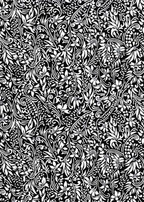 Papier Chiyogami 745C 19 1/2"x26"- Fleurs blanches sur fond noir