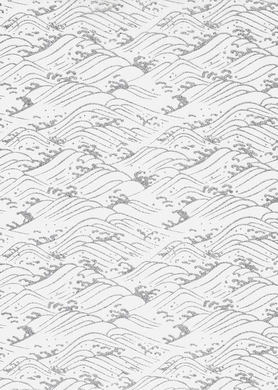 Papier Chiyogami 401C 19 1/2 Papier Chiyogami 401C 19 1/2"x26"- Vagues argentées sur fond blanc