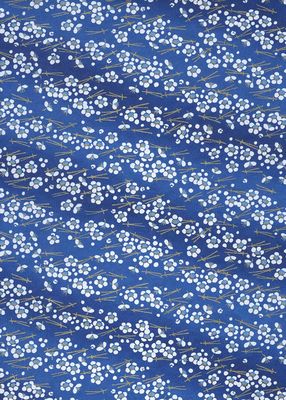 Chiyogami paper 1016C 19 1/2 Chiyogami paper 1016C 19 1/2"x26"- White flowers on blue background