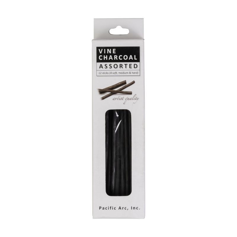 Vine charcoal - Assorted hardness (4 of each) - 12 sticks - Pacific arc