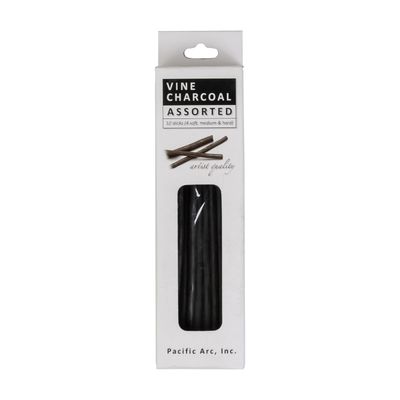 Vine charcoal - Assorted hardness (4 of each) - 12 sticks - Pacific arc