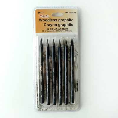 Ens. de 6 crayons graphite sans bois Nobel