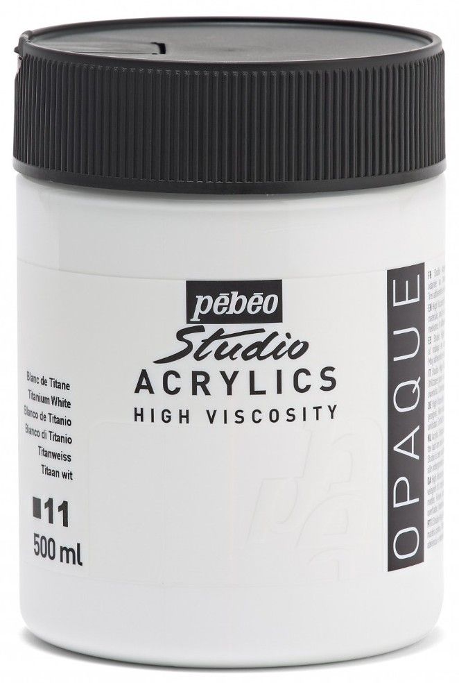 Peinture acrylique Studio 500ml Pébéo, Couleur: Blanc de titane 11