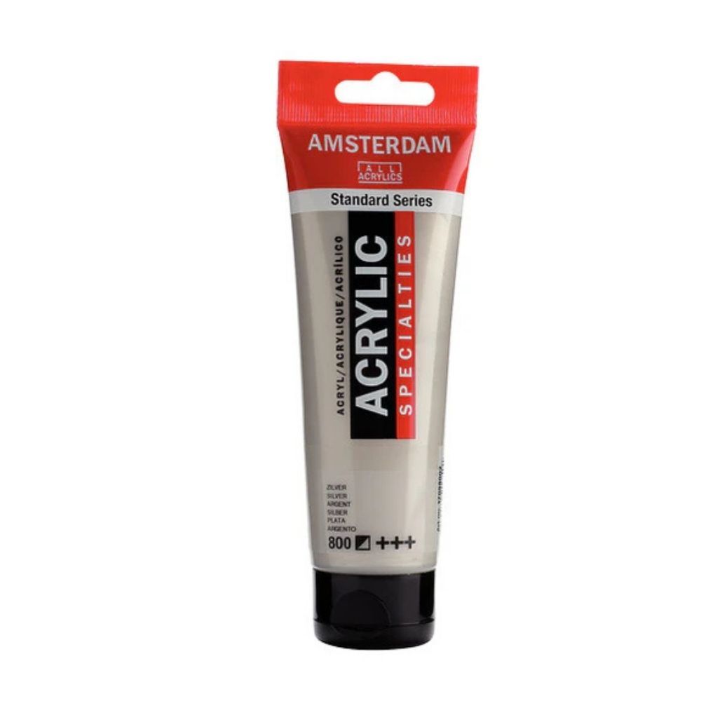 Peinture acrylique standard métallique Amsterdam 120ML Peinture acrylique standard métallique Amsterdam 120ML, Couleur: Argent 800