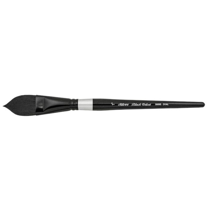 Black Velvet Oval 3009S Silver Brush
