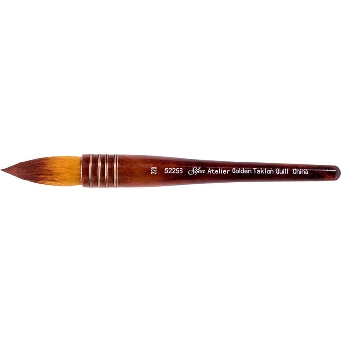 Silver Atelier Golden Taklon Quill Rond Manche Court Silver Brush