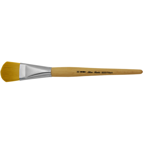 Silver Jumbo Golden Taklon Filbert Silver Brush