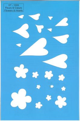 Pochoir Fleurs & Coeurs 5.5"x8.5" ST-1009