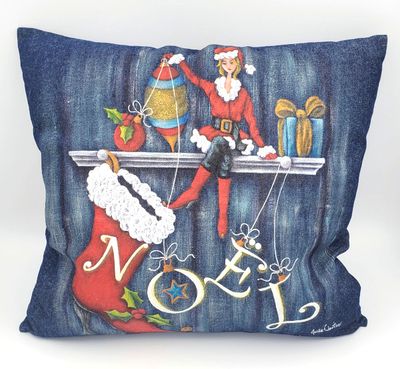 Housse Coussin Mignonne fête Noël 2 - Josée Cloutier