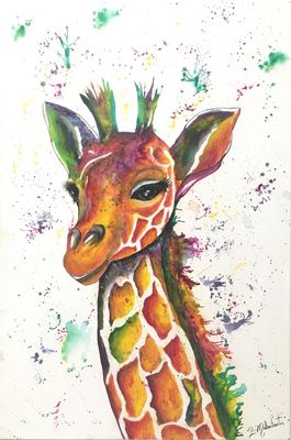 Painting Girafe en couleurs by Brigitte Malenfant